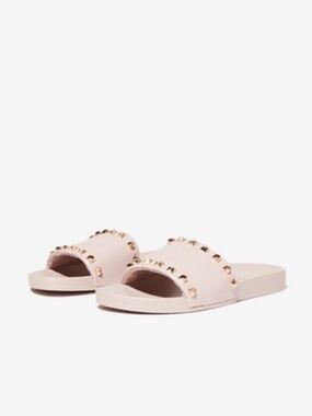 Express Pink Slide Sandals with Gold Studs